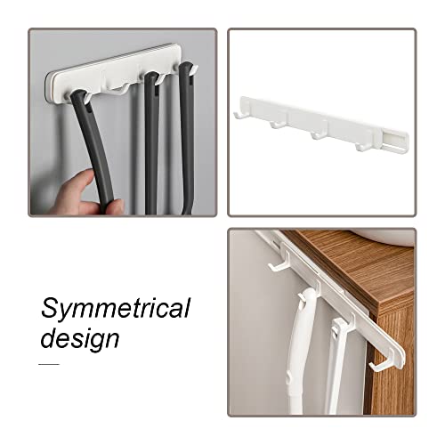 2 Pcs Wall Mounted Coat Hook Retractable Gap Self Adhesive Hook Coat Rack with 4 Hangers for Hanging Clothes Robes Towels Hats Kitchen Garage