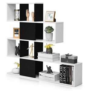 ifanny 16 shelves bookshelf, open shelf bookcase, 5-tier display shelf storage organizer for home office living room, wood bookshelf storage cube organizer, 47 x 8 x 43 inch