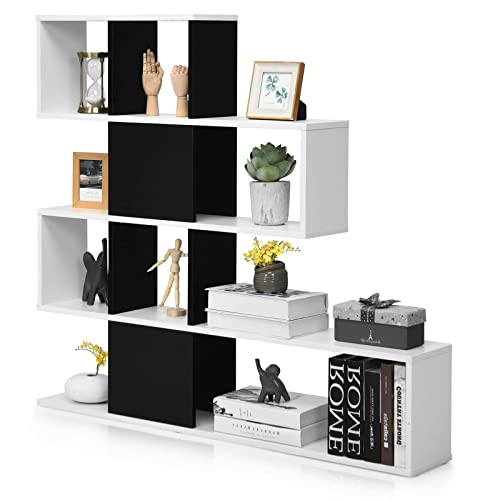 IFANNY 16 Shelves Bookshelf, Open Shelf Bookcase, 5-Tier Display Shelf Storage Organizer for Home Office Living Room, Wood Bookshelf Storage Cube Organizer, 47 x 8 x 43 Inch