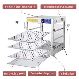 WeChef 3-Tier Pizza Warmer Countertop Display Case 24x20x20 Commercial Food Warmer Display 110V 750W for Buffet Restaurant with Removable Tray