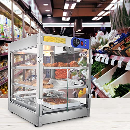 WeChef 3-Tier Pizza Warmer Countertop Display Case 24x20x20 Commercial Food Warmer Display 110V 750W for Buffet Restaurant with Removable Tray