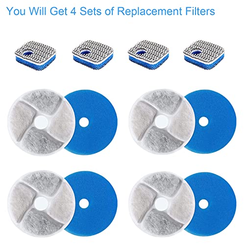 SORON Cat Water Fountain Filters, 4 Packs Replacement Filters for Automatic Pet Fountain, 4.13inch Filters for Cat Water Fountain