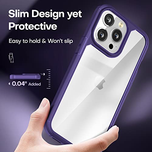 TAURI for iPhone 13 Pro Max Case, [5 in 1] 1X Clear Case [Not-Yellowing] with 2X Tempered Glass Screen Protector + 2X Camera Lens Protector, [Military-Grade Drop Protection] Case 6.7 Inch Dark Purple
