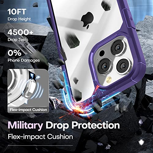 TAURI for iPhone 13 Pro Max Case, [5 in 1] 1X Clear Case [Not-Yellowing] with 2X Tempered Glass Screen Protector + 2X Camera Lens Protector, [Military-Grade Drop Protection] Case 6.7 Inch Dark Purple