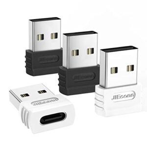 jieconn usb c to usb adapter, [4 pack] usb-c female to usb-a male adapter,usb to usb c adapter fast charging converter compatible with ipad,apple iwatch watch series 7 se,iphone12/13 pro, black/white