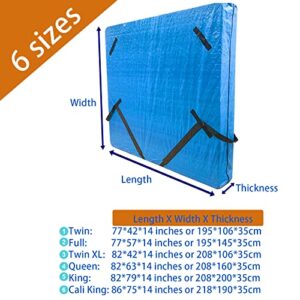 Wotermly King Mattress Bag for Moving and Storage with Handle Lift Belts,Reusable Waterproof Heavy Duty Tarpaulin Bed Mattress Cover, Strong Zippered Mattress Protector,Size King