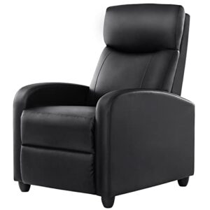 sweetcrispy living room adjustable theater padded seat cusion & backrest winback single sofa modern recliner bedroom chair for adults, black