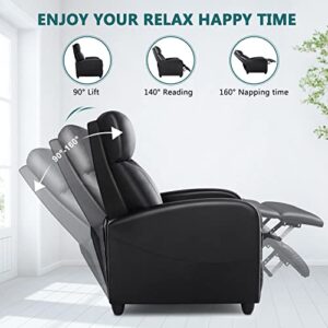 Sweetcrispy Living Room Adjustable Theater Padded Seat Cusion & Backrest Winback Single Sofa Modern Recliner Bedroom Chair for Adults, Black