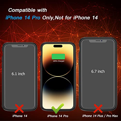 Battery Case for iPhone 14 Pro, [10000mAh] Enhanced Rechargeable Smart Extended Charging Case Support CarPlay Compatible with iPhone 14 Pro (6.1 inch) Backup Power Battery Pack Charger Case-Black