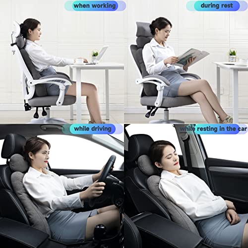 PYXAYS Lumbar Support Pillow for Office Chair Gaming Chair, car seat, Wheelchair, Back Cushion Lumbar Pillow Provide Back Support, Grey