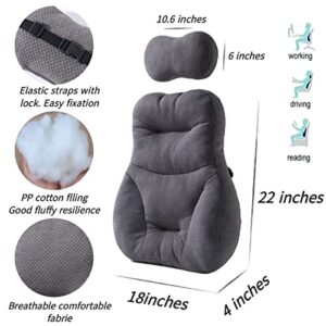 PYXAYS Lumbar Support Pillow for Office Chair Gaming Chair, car seat, Wheelchair, Back Cushion Lumbar Pillow Provide Back Support, Grey