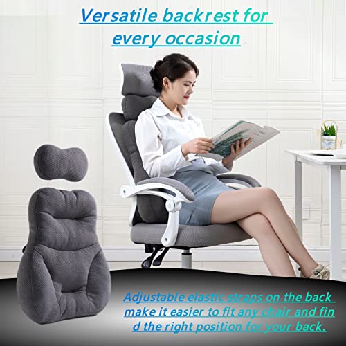 PYXAYS Lumbar Support Pillow for Office Chair Gaming Chair, car seat, Wheelchair, Back Cushion Lumbar Pillow Provide Back Support, Grey