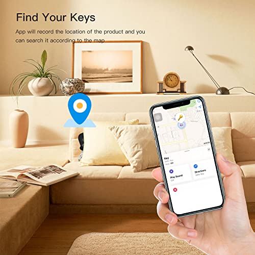 Key Finder Locator with Sound Bluetooth Tracker with Keys Chain and Key Locator for Keys Bags Wallets Pet and More Anti-Lost Device Compatible with Apple Find My Keys App (4 Pack, Black)