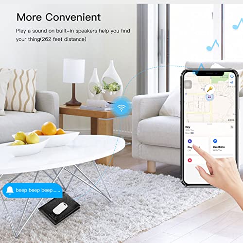 Key Finder Locator with Sound Bluetooth Tracker with Keys Chain and Key Locator for Keys Bags Wallets Pet and More Anti-Lost Device Compatible with Apple Find My Keys App (4 Pack, Black)