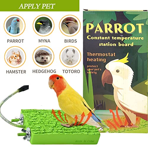 Bird Warmer for Cage Bird Perch Stand Platform Warm Heating, Heating Bird Perch Platform for Exotic Pet Birds, 12V 5W African Grey, Parakeets, Parrots