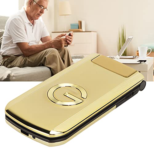 Yoidesu 2G Unlocked Flip Cell Phone for Senior, SOS Big Button Easy to Use Flip Mobile Phone for Elderly, 2.4in Large Screen High Volume Dual SIM Senior Basic Phone, 4800mAh Battery Flashlight, Gold