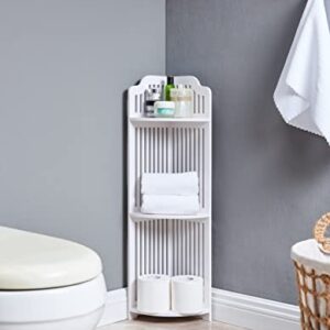 Kings Brand Furniture - Gabriel 3-Tier Corner Bathroom Shelves, Bathroom Storage Organizer, White