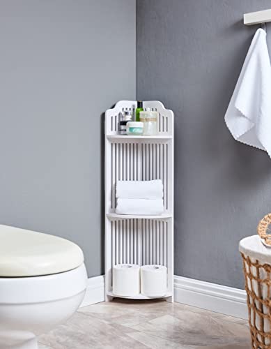 Kings Brand Furniture - Gabriel 3-Tier Corner Bathroom Shelves, Bathroom Storage Organizer, White