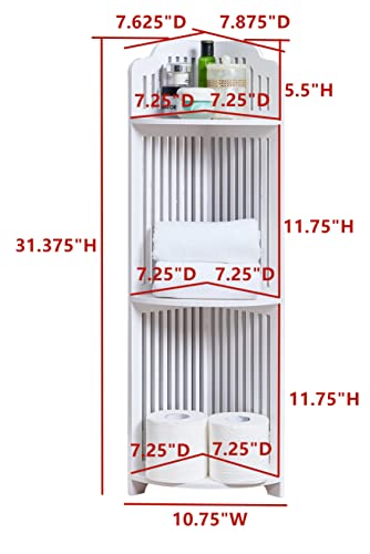 Kings Brand Furniture - Gabriel 3-Tier Corner Bathroom Shelves, Bathroom Storage Organizer, White