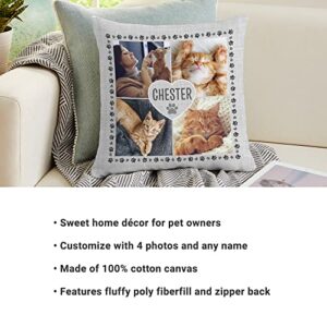 Let's Make Memories Personalized Pawprints on My Heart Pet Photo Pillow - Home Décor for Pet Owners