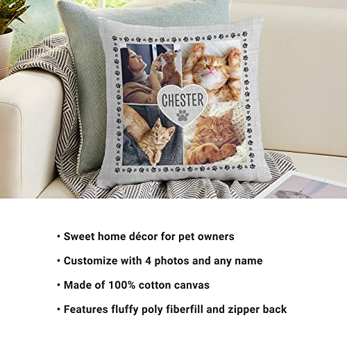 Let's Make Memories Personalized Pawprints on My Heart Pet Photo Pillow - Home Décor for Pet Owners