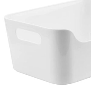 MUKLEI 6 Pack White Plastic Storage Bins, Pantry Organizer Storage Bins for Kitchen, Bathroom, Dormitory, Office