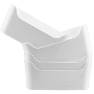 MUKLEI 6 Pack White Plastic Storage Bins, Pantry Organizer Storage Bins for Kitchen, Bathroom, Dormitory, Office