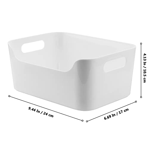 MUKLEI 6 Pack White Plastic Storage Bins, Pantry Organizer Storage Bins for Kitchen, Bathroom, Dormitory, Office