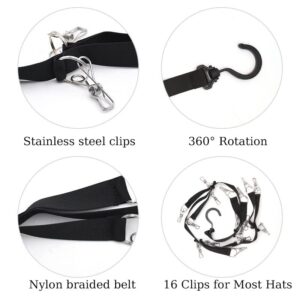 New extension Closet Hanging Hat Organizer Hanging Hat Keeper Closet Hook Cap Holder Hat Rope Rack with Clips (1 Pcs)