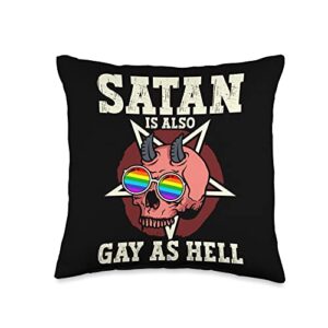 lgbtq community gay accessories & apparel also hell satanic pentagram gay rainbow throw pillow, 16x16, multicolor