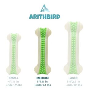 ARITHBIRD Upgraded Dog Chew Toys for Aggressive Chewers,2 Pack Bacon Flavored Dog Bones for Small Meduium Large Breed Dogs (25-60 lbs),Nylon Puppy Teething Toys