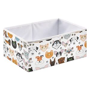 cataku pets dog cat paws cube storage bins for organization, rectangular fabric storage cubes storage bins for cube organizer foldable storage baskets for shelves living room