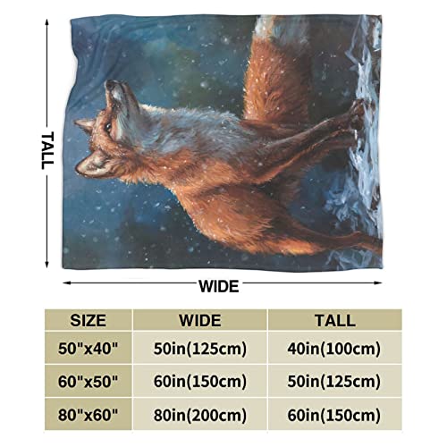 Red Fox Throw Blanket Fox Print Blanket Gifts for Adults Women Kids Girls Boys Super Soft Cozy Warm Lightweight Plush Fox Fleece Flannel Blanket for Couch Bed Chair Dorm Living Room Decor 60''X80''