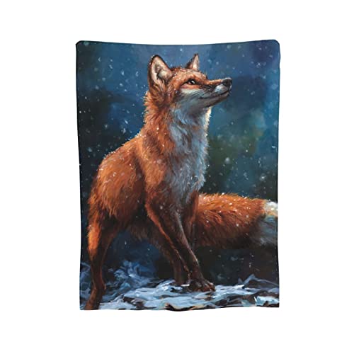 Red Fox Throw Blanket Fox Print Blanket Gifts for Adults Women Kids Girls Boys Super Soft Cozy Warm Lightweight Plush Fox Fleece Flannel Blanket for Couch Bed Chair Dorm Living Room Decor 60''X80''