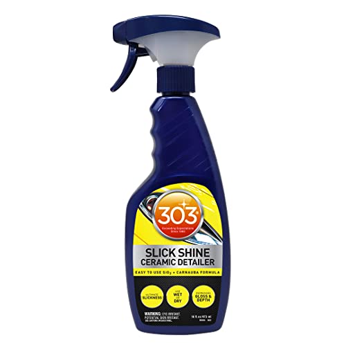 303 (30265 Slick Shine Ceramic Detailer - SiO2 and Carnauba Infused Ceramic Coating - Premium Ceramic Detailing Spray - Increases Shine and Gloss - Works on Paint, Glass, and Wheels - 16Oz