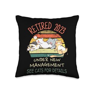 retirement gifts for men women 2023 cartoon cat costume retirement for men & women 2023 throw pillow, 16x16, multicolor