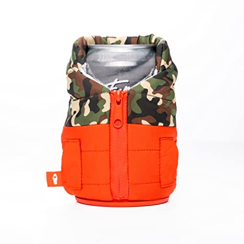 Puffin - The Puffy Beverage Vest, Insulated Can Cooler, Puffin Red/Woodsy Camo