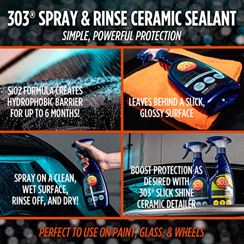 303 Spray & Rinse Ceramic Sealant – Quick Ceramic Coating – Water-Activated SiO2 Formula – 6 Months of Protection – Water Repellent Ceramic Spray – Easy to Use – 16 Oz (Pack of 1) (30262)