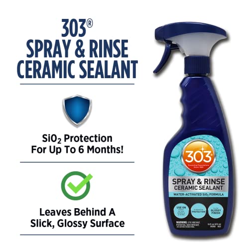 303 Spray & Rinse Ceramic Sealant – Quick Ceramic Coating – Water-Activated SiO2 Formula – 6 Months of Protection – Water Repellent Ceramic Spray – Easy to Use – 16 Oz (Pack of 1) (30262)