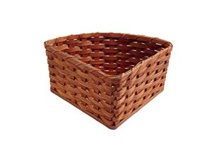 amish corner storage handmade solid oak woven wicker basket (small)