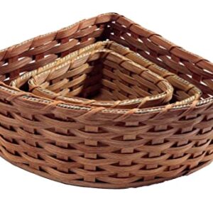 Amish Corner Storage Handmade Solid Oak Woven Wicker Basket (Small)