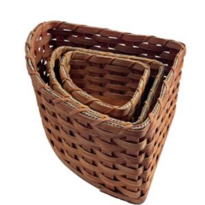 Amish Corner Storage Handmade Solid Oak Woven Wicker Basket (Small)