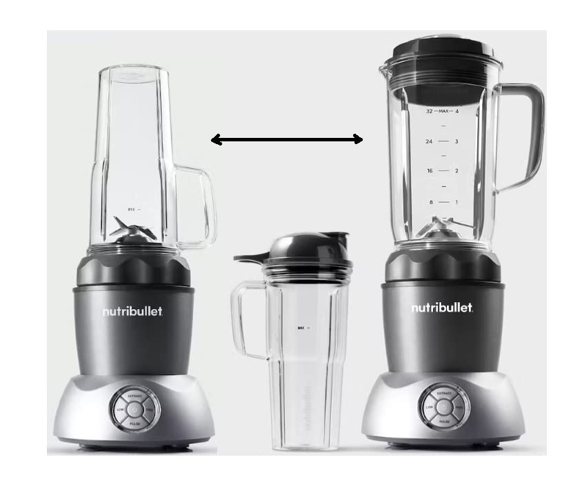 Nutribullet NB50200 1000W Pitcher Blender 32oz Pitcher 24oz Handled To-Go Cup Hot/Cold (Grey)