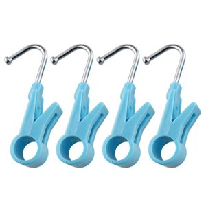 hscgin 4pcs laundry hooks with clips 67mm blue hanger closet organizer clamps for bathroom wardrobe kitchen