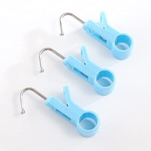 HSCGIN 4pcs Laundry Hooks with Clips 67mm Blue Hanger Closet Organizer Clamps for Bathroom Wardrobe Kitchen