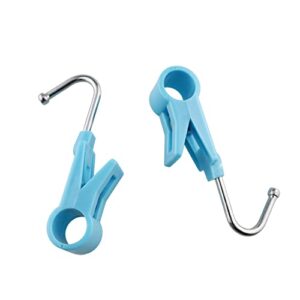 HSCGIN 4pcs Laundry Hooks with Clips 67mm Blue Hanger Closet Organizer Clamps for Bathroom Wardrobe Kitchen