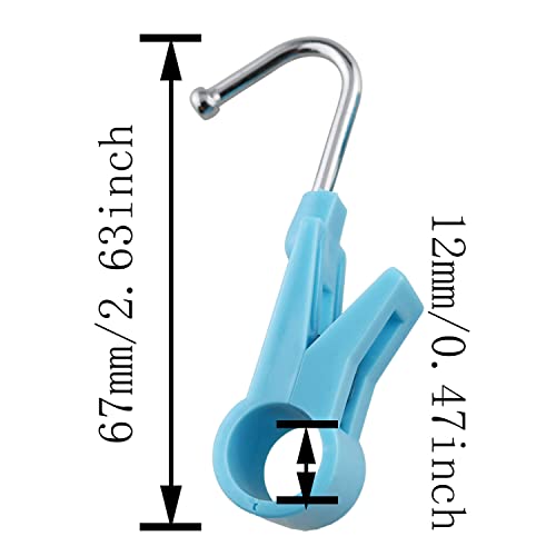 HSCGIN 4pcs Laundry Hooks with Clips 67mm Blue Hanger Closet Organizer Clamps for Bathroom Wardrobe Kitchen