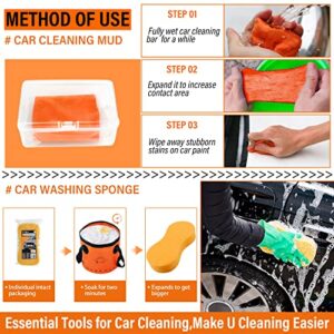 PXVDYQ 19pcs Car Wash Kit,62" Car Wash Brush Mop with Long Handle,Car Cleaning Kit,Car Detailing Brush Set,Car Wash Bucket with Dirt Trap, Complete Car Cleaning Supplies,Orange