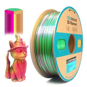 tecsonar tricolor pla filament coextrusion filament 1kg triple color filament 1.75mm (± 0.03 mm) compatible w/most of 3d printer silk gold purple red green