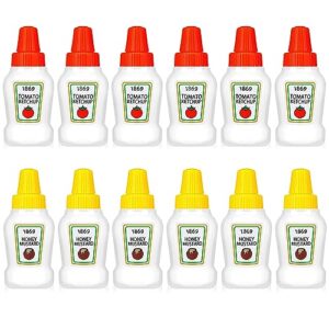 12 pcs 25 ml mini condiment bottles mini ketchup bottle reusable condiment bottles for sauces portable plastic sauce container for bento box syrup salad honey (orange, yellow, tomato and honey style)